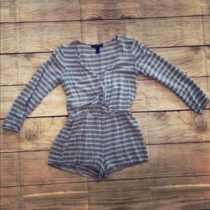 Blue And white striped romper